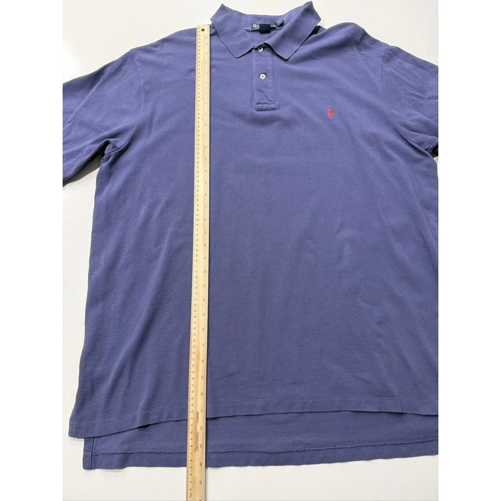 Polo Ralph Lauren Iconic Mesh Polo Shirt 2XLT Blue Cotton Red Logo